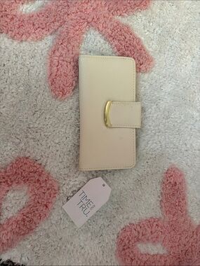 Time and Tru Cream Phone Wallet Case with Gold Accent Snap